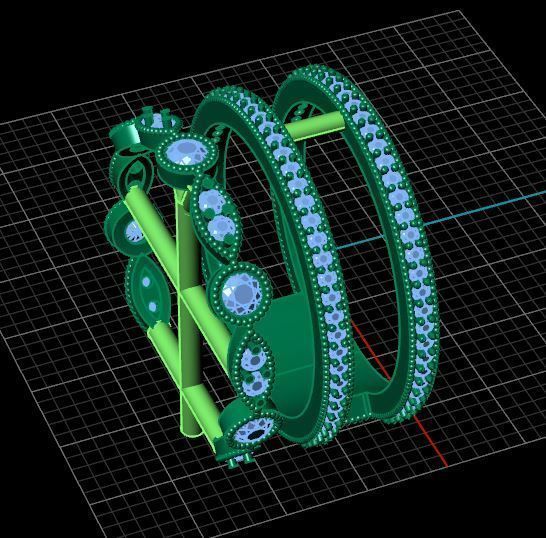 Luxury Double Ring With Diamonds 3D print model_7