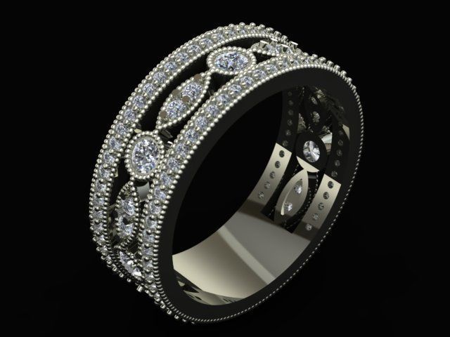 Luxury Double Ring With Diamonds 3D print model_3