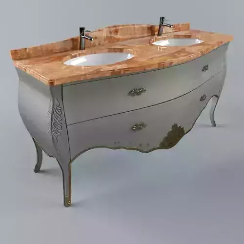 basin bathroom vanity with two sinks and marble top