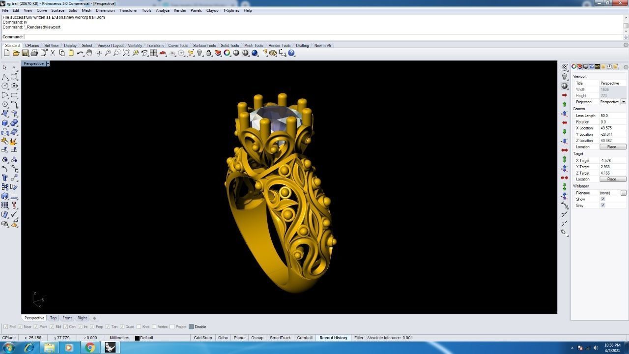 RINGS diamond filigree engagement ring in rose gold 3D print model_1