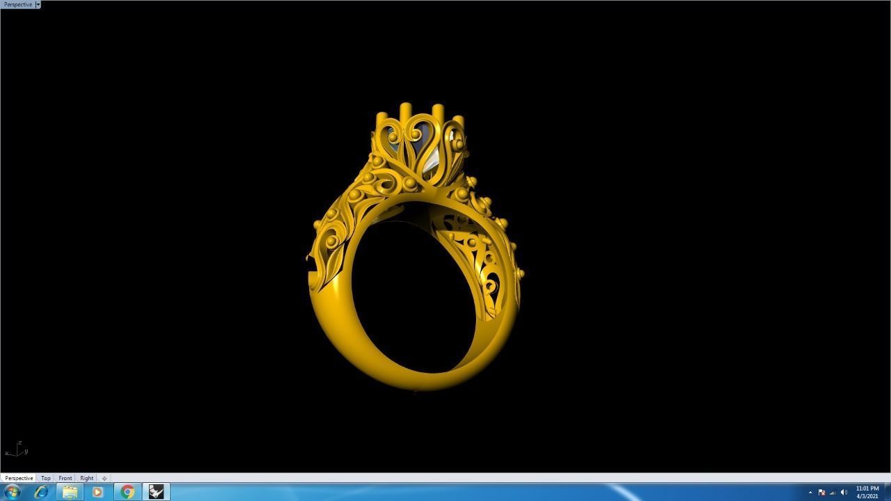 RINGS diamond filigree engagement ring in rose gold 3D print model_6