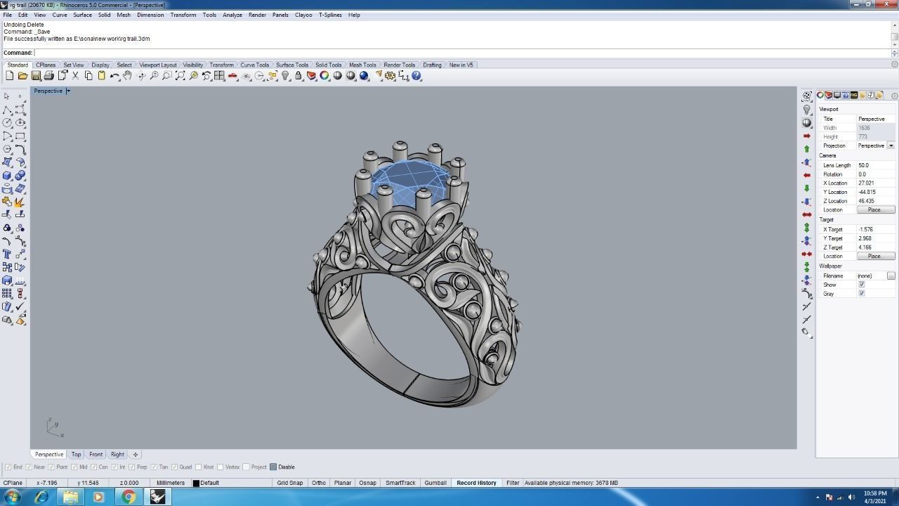 RINGS diamond filigree engagement ring in rose gold 3D print model_7