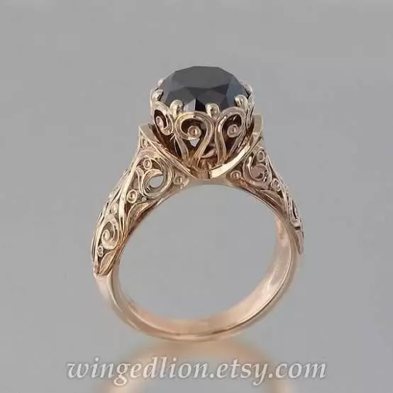 RINGS diamond filigree engagement ring in rose gold 3D print model_0