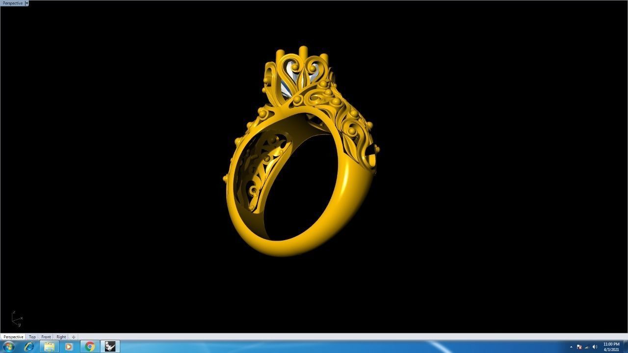 RINGS diamond filigree engagement ring in rose gold 3D print model_5