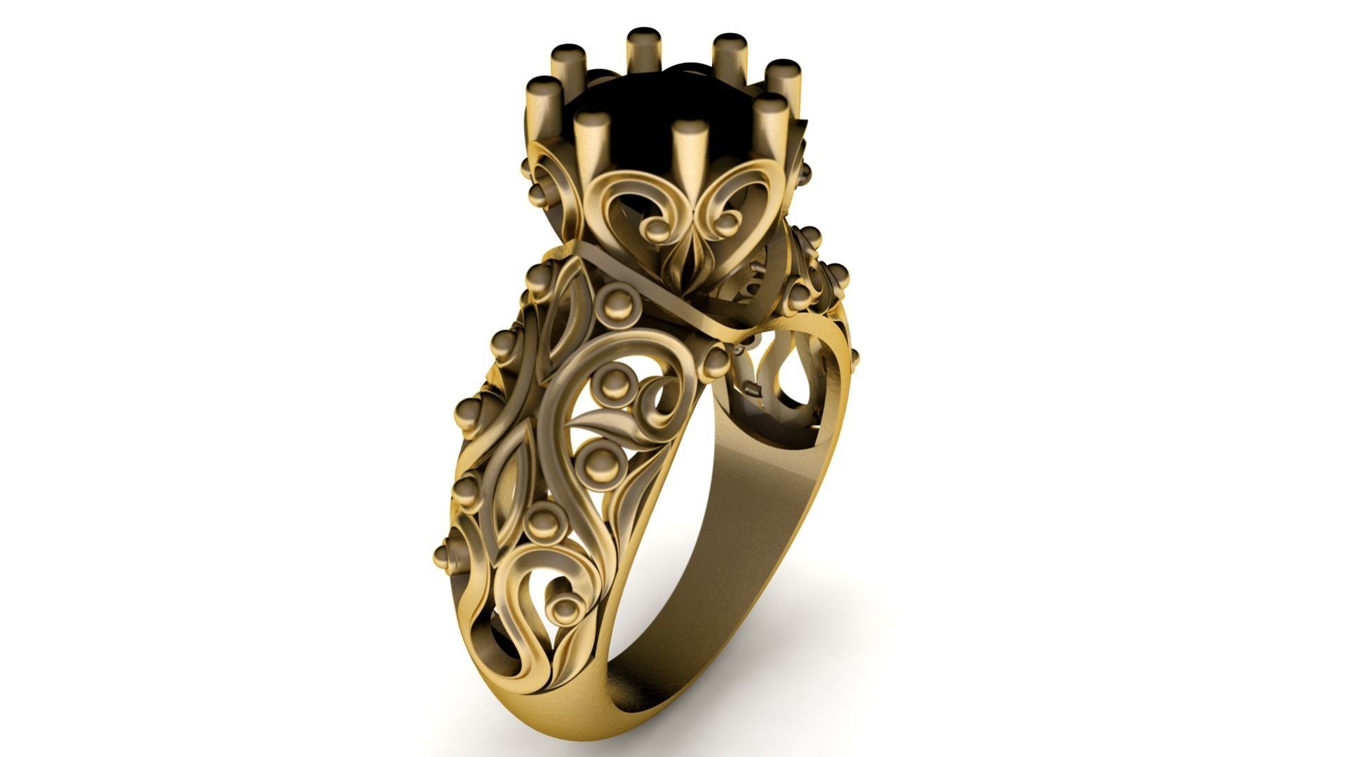 RINGS diamond filigree engagement ring in rose gold 3D print model_8