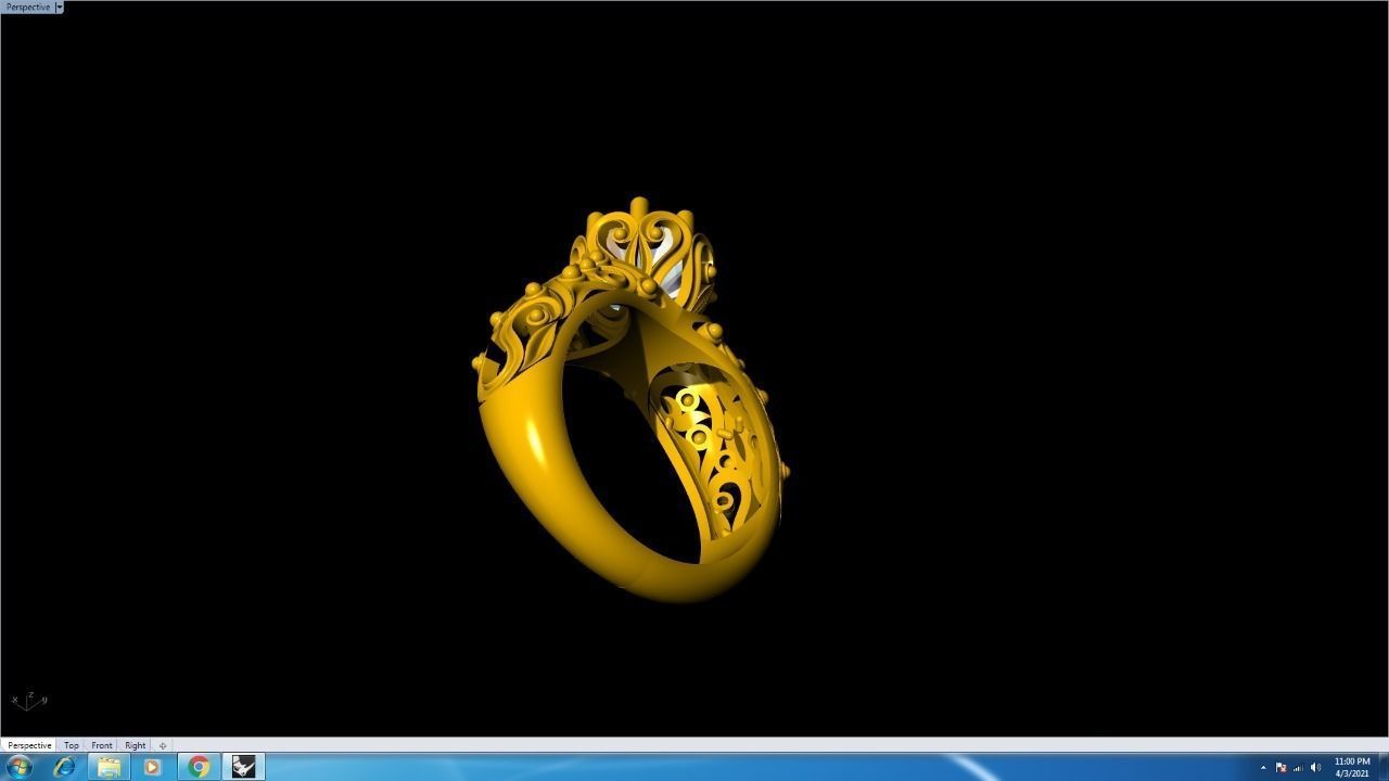 RINGS diamond filigree engagement ring in rose gold 3D print model_4