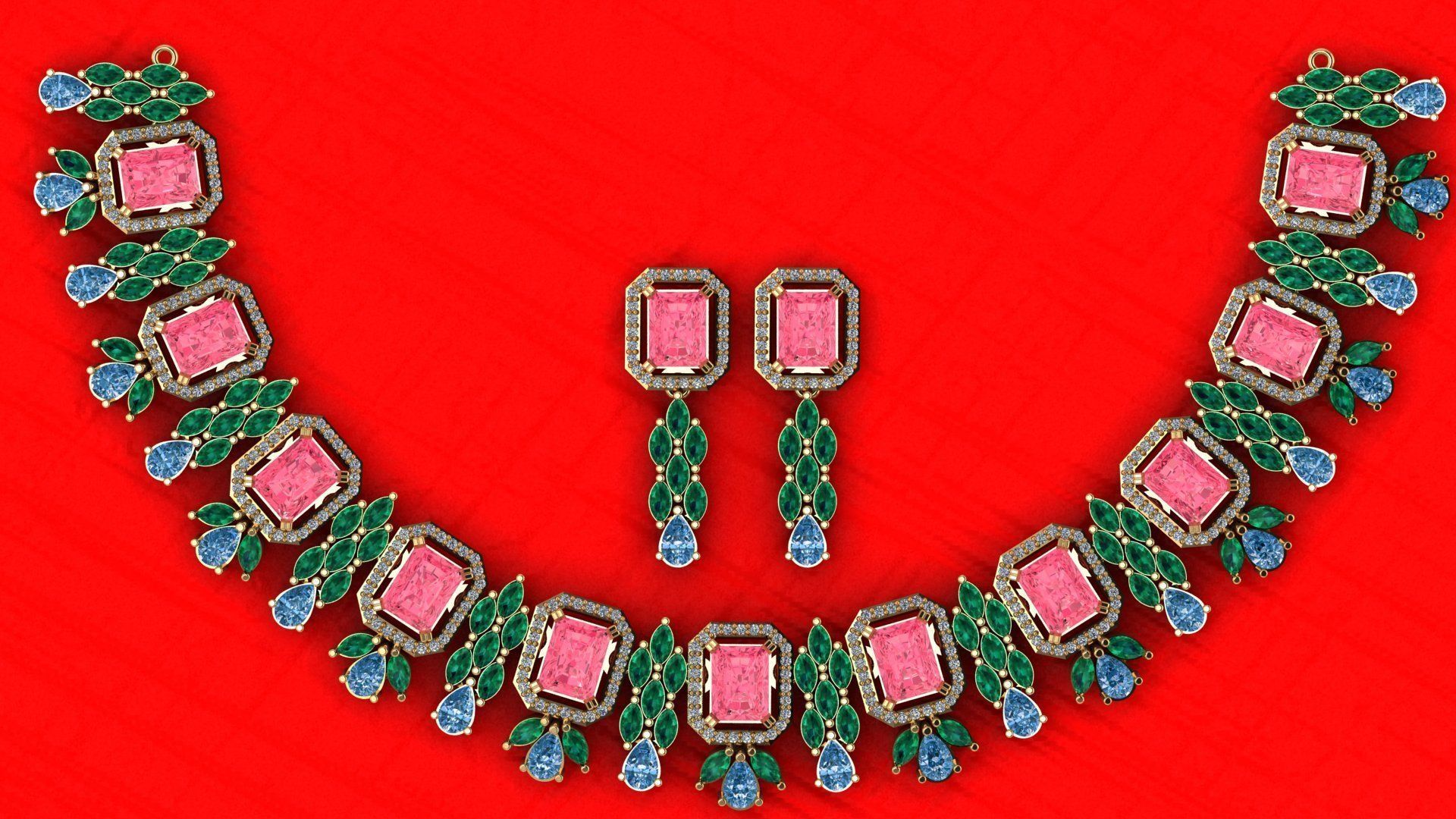 Beautiful Neckless-Earring 3D print model_6