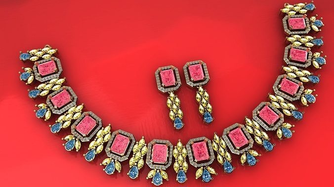 Beautiful Neckless-Earring Low-poly 3D print model