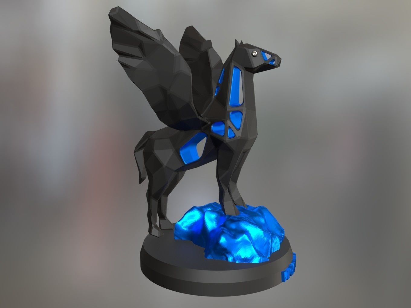 Voronoi Pegasus Rock 3D print model_1