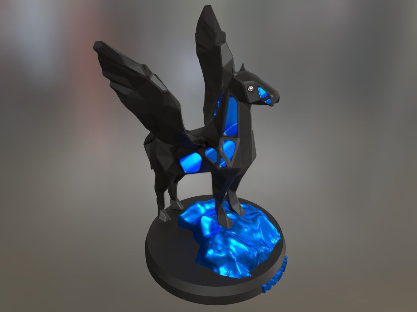 Voronoi Pegasus Rock 3D print model_8