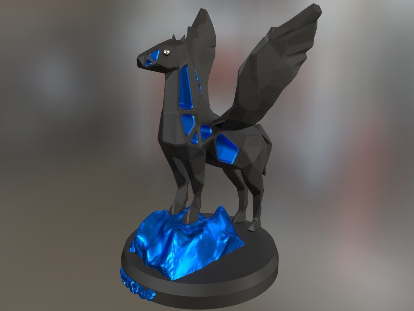 Voronoi Pegasus Rock 3D print model_6