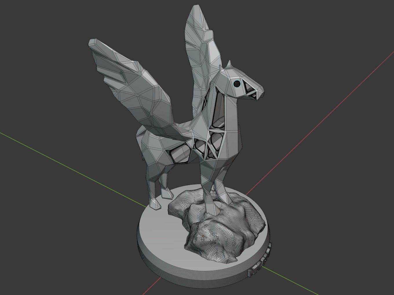 Voronoi Pegasus Rock 3D print model_10