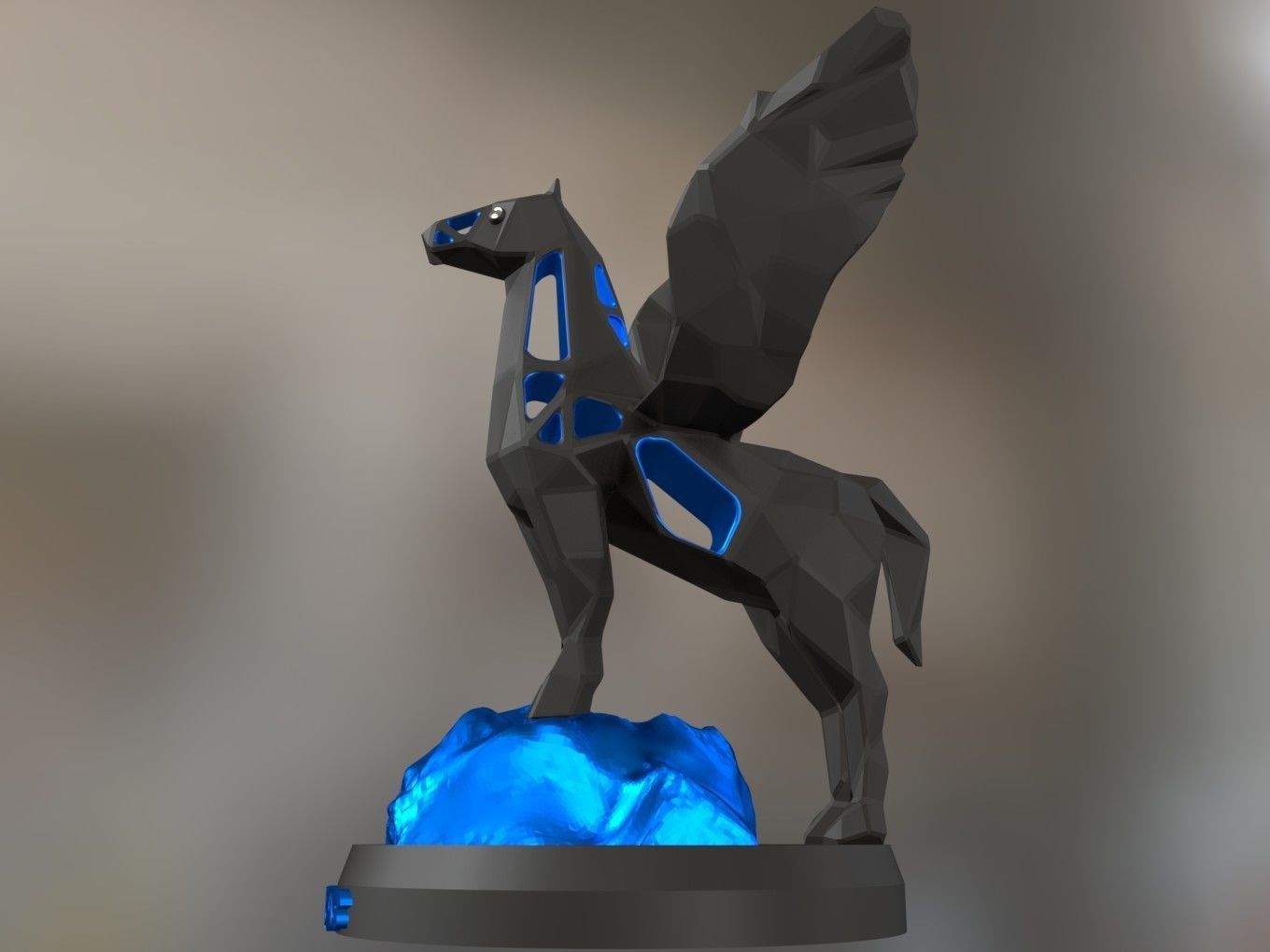 Voronoi Pegasus Rock 3D print model_5
