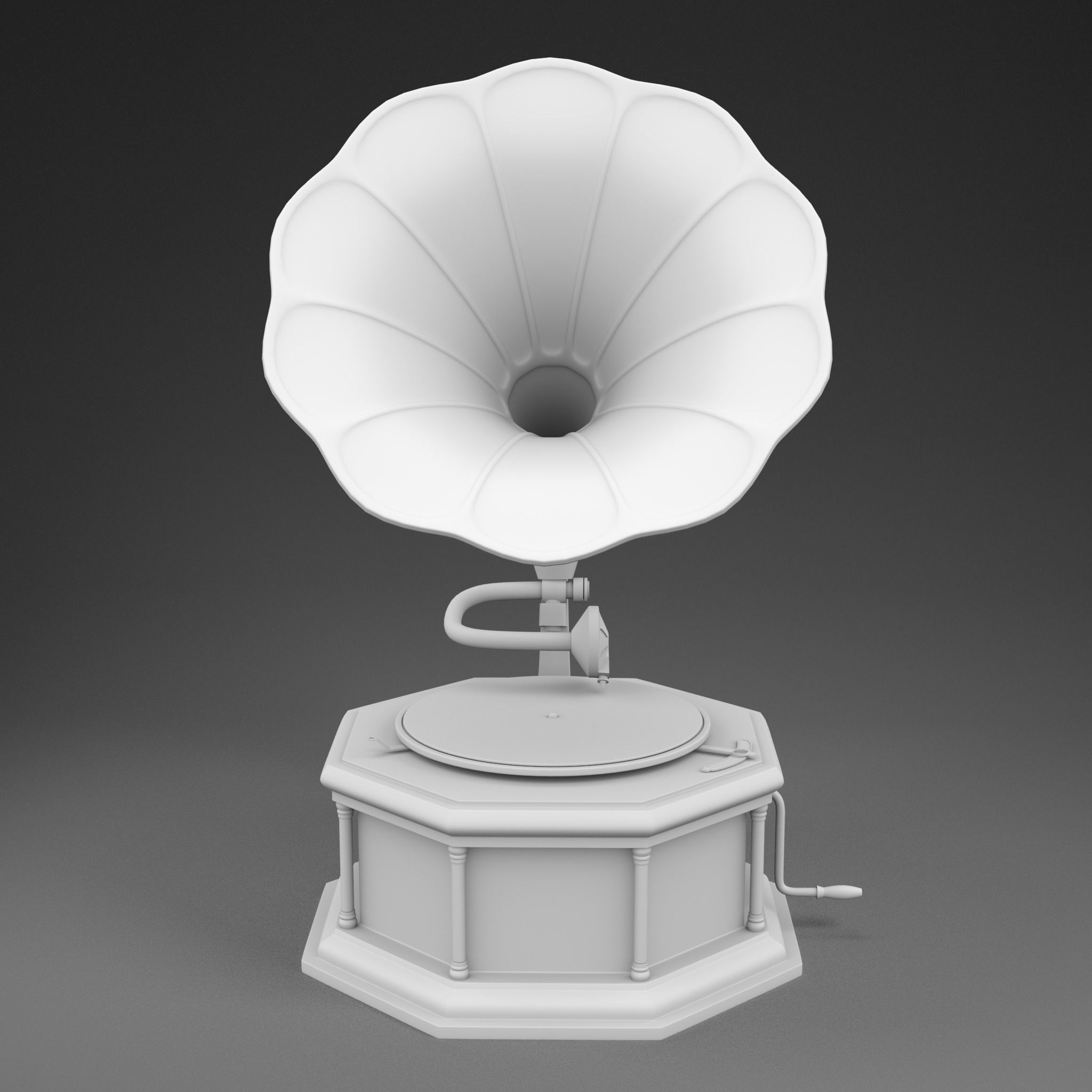 Gramophone Antique Model Low-poly 3D model_7
