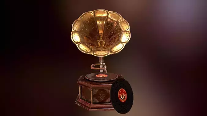 Gramophone Antique Model Low-poly 3D model