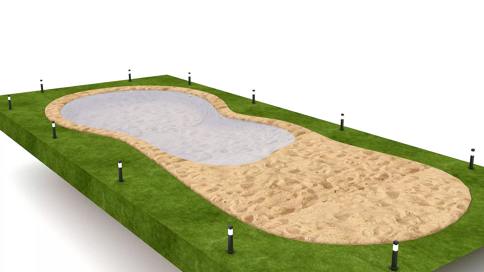 The natural beach pool  Low-poly 3D model_0