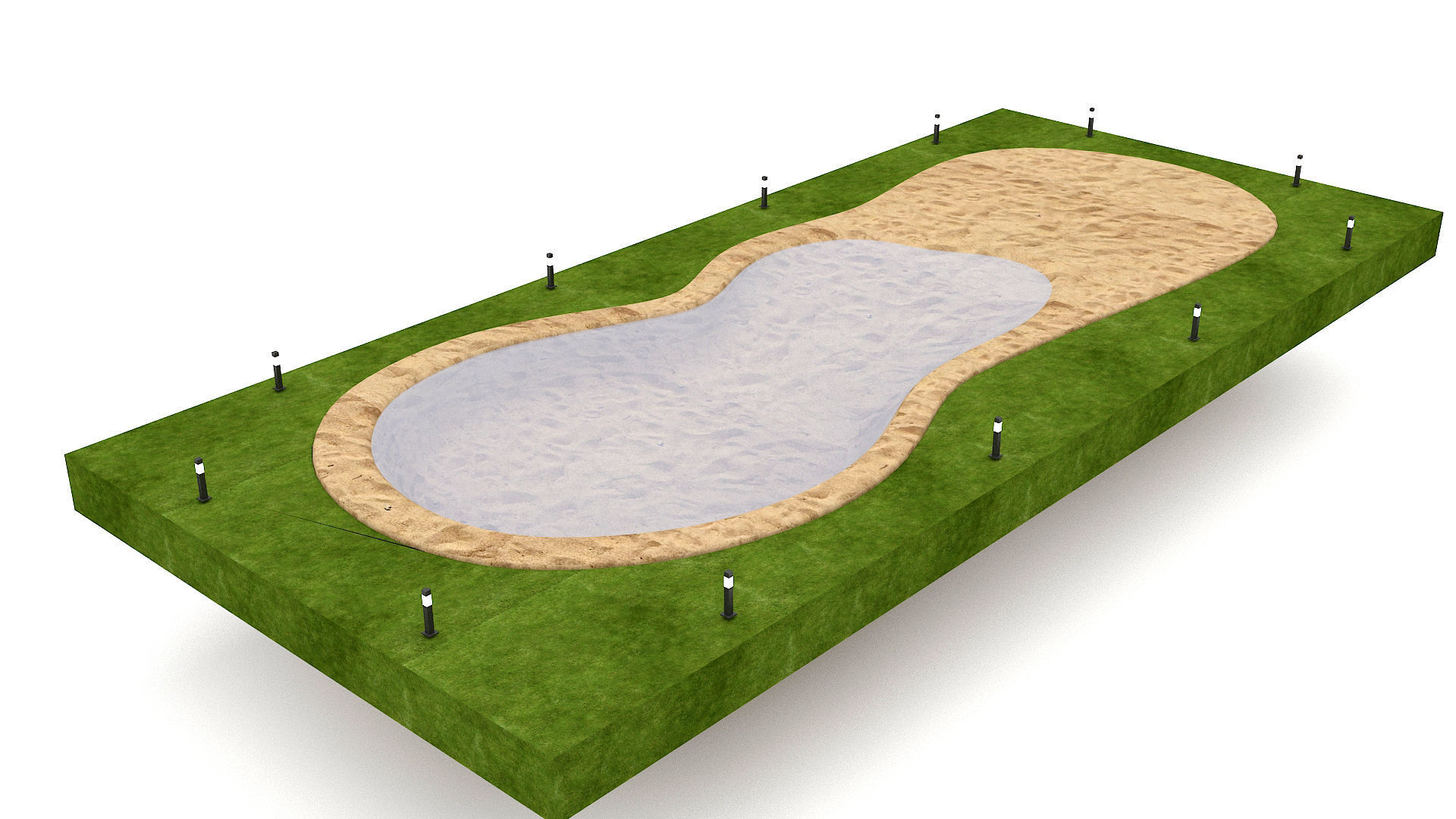 The natural beach pool  Low-poly 3D model_3