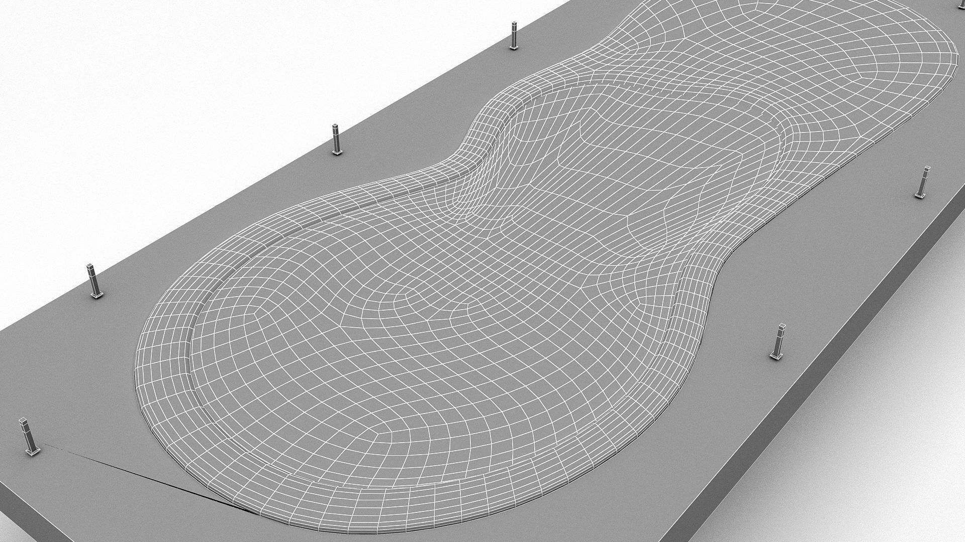 The natural beach pool  Low-poly 3D model_7