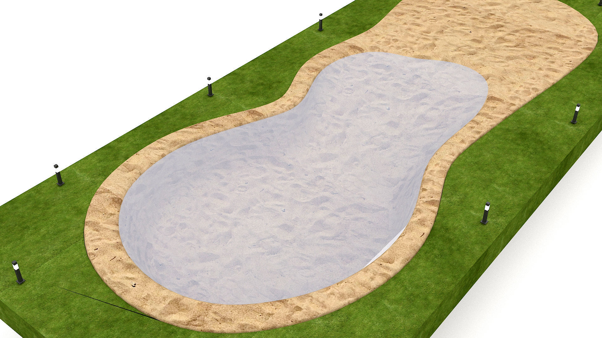 The natural beach pool  Low-poly 3D model_2