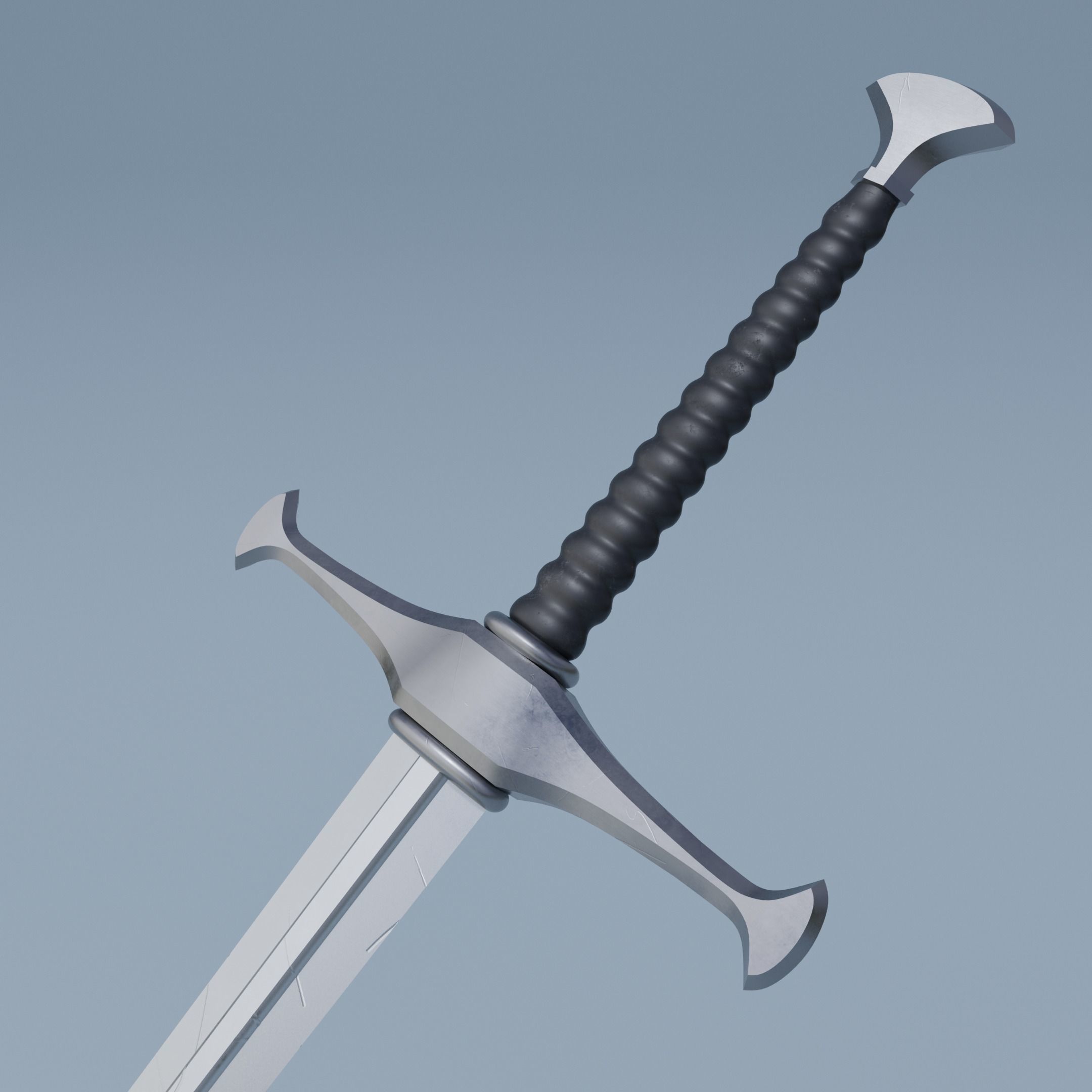 Sword two swords Low-poly 3D model_3