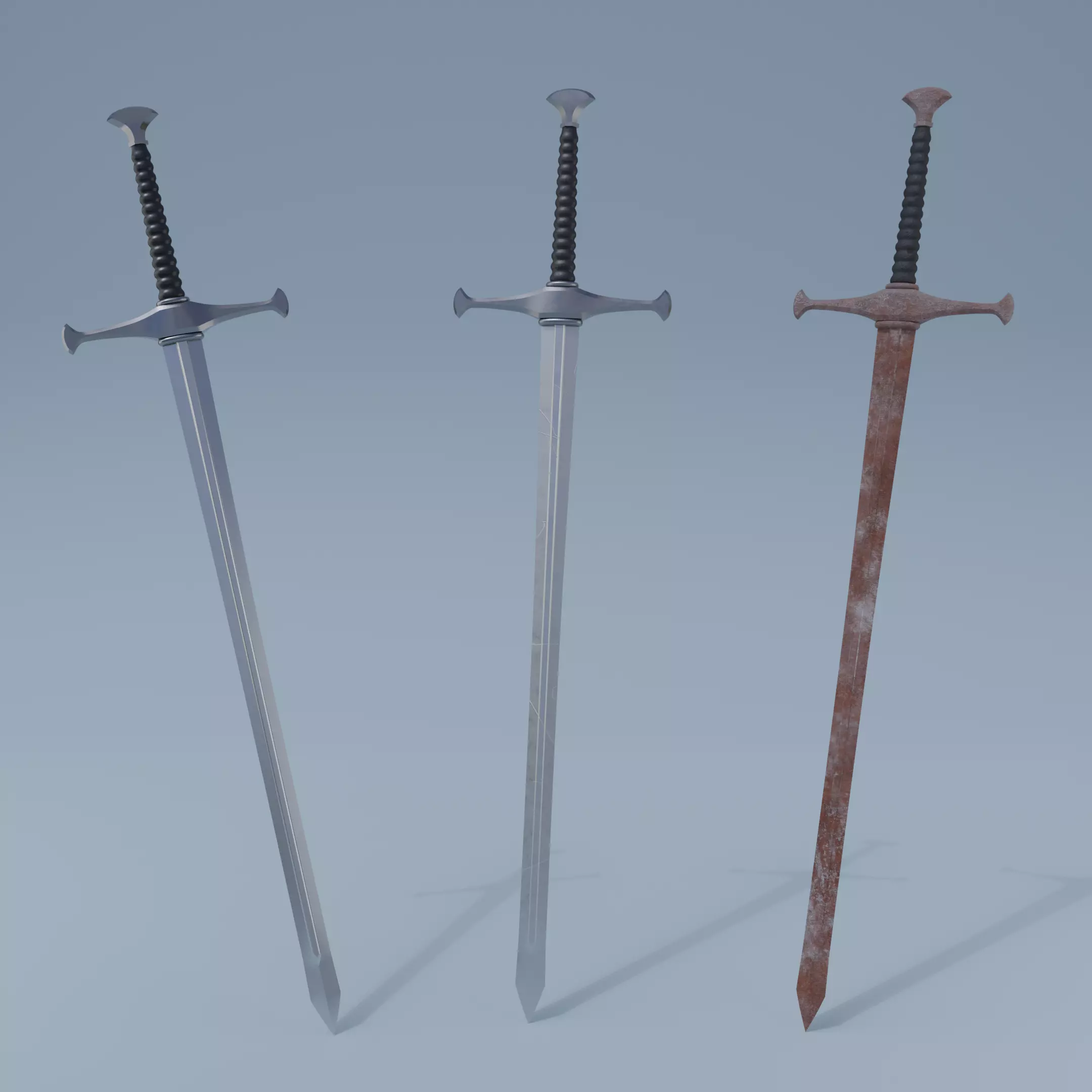 Sword two swords Low-poly 3D model_0