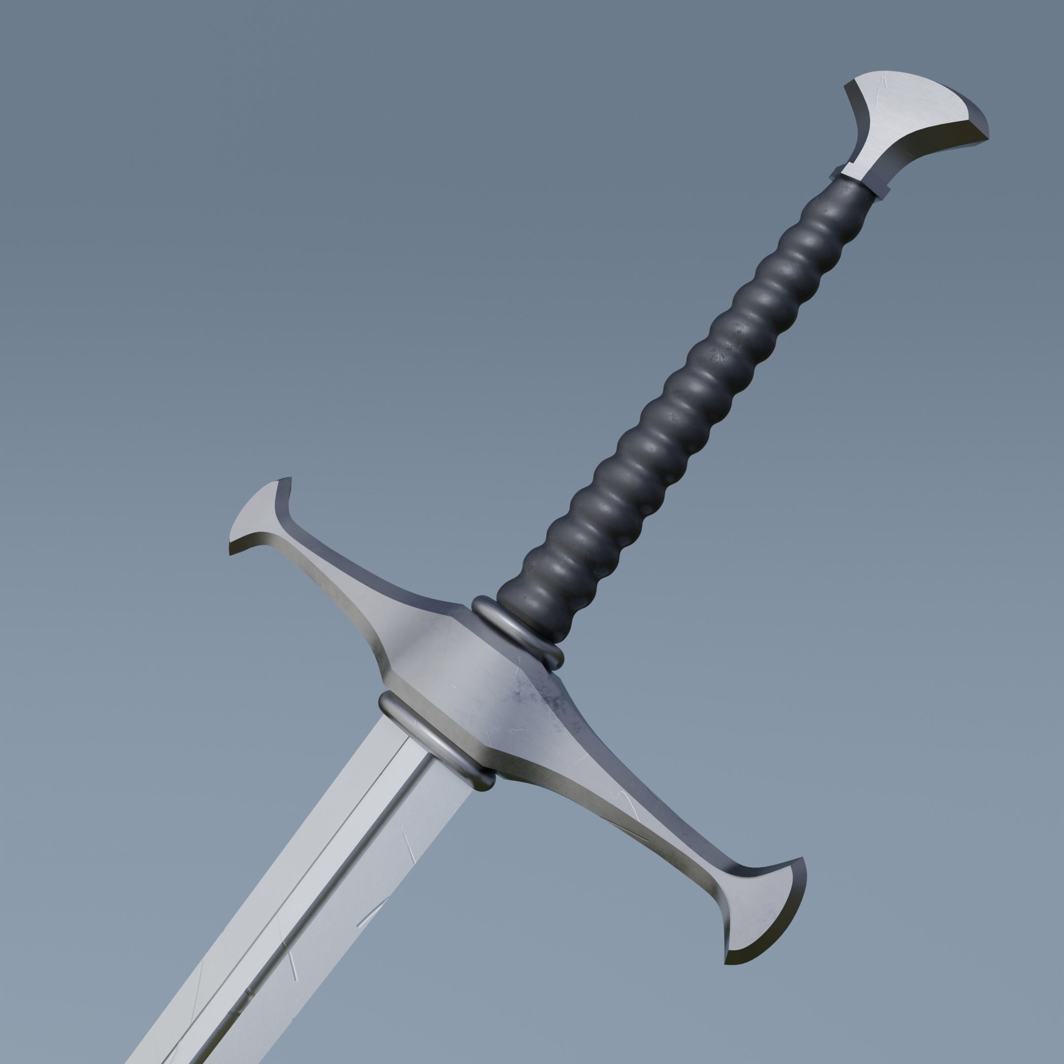 Sword two swords Low-poly 3D model_9