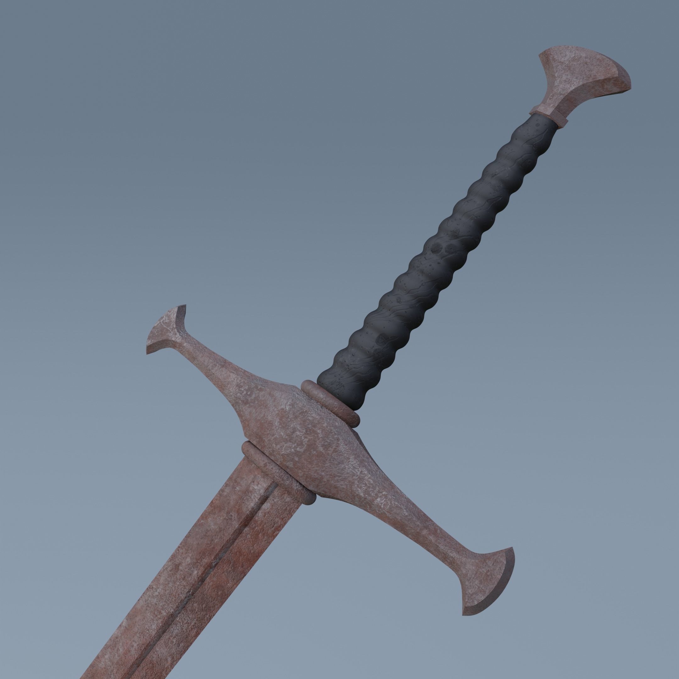 Sword two swords Low-poly 3D model_10