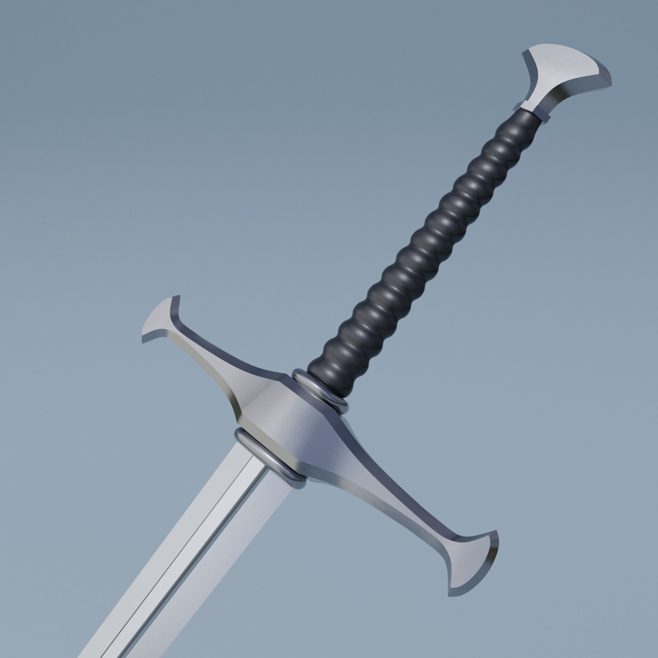 Sword two swords Low-poly 3D model_2