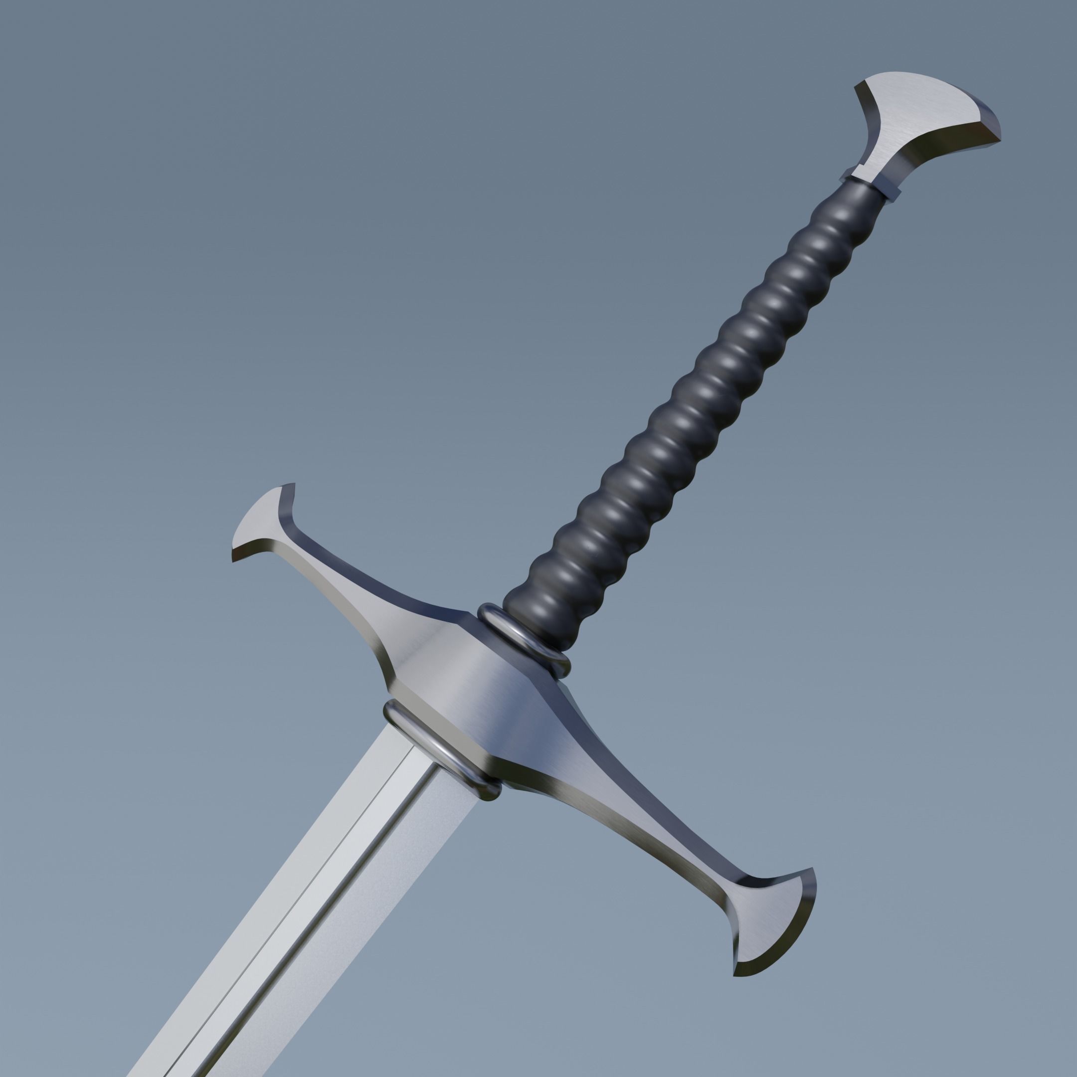 Sword two swords Low-poly 3D model_8