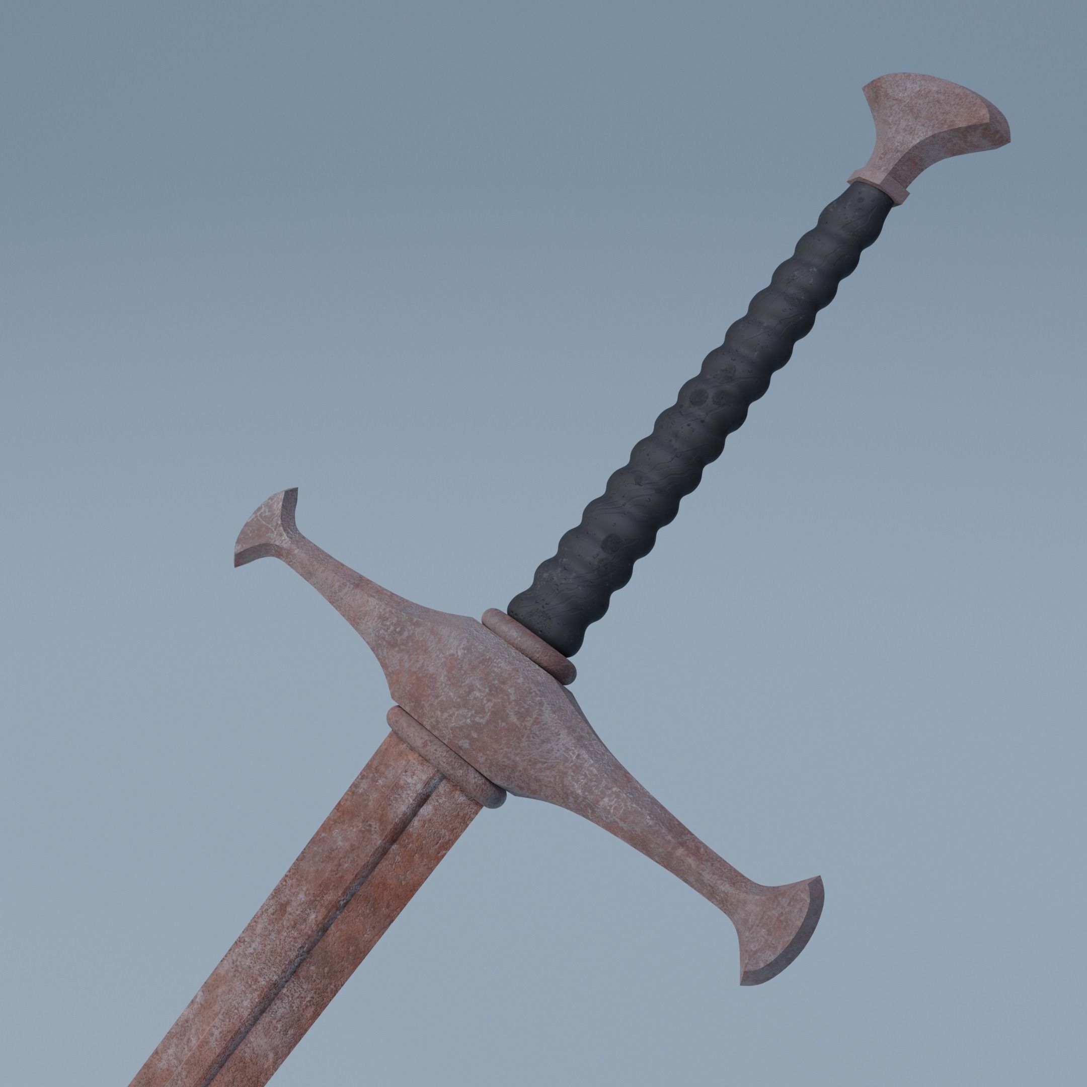 Sword two swords Low-poly 3D model_4