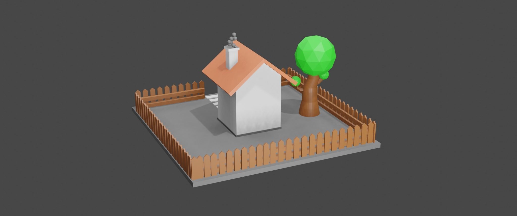 HOUSE with fence Free low-poly 3D model_3