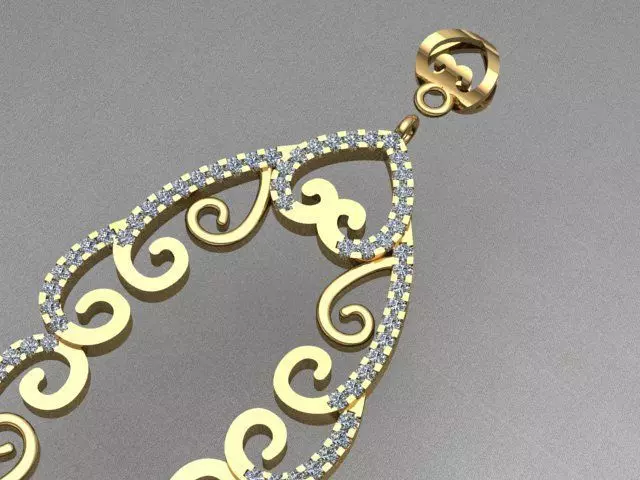 Luxury Diamond Golden Necklace 3D print model