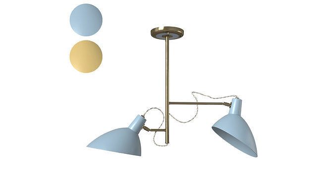 Retro Tiffany Mustard 2 Light Ceiling Lamp Chandelier 3D model