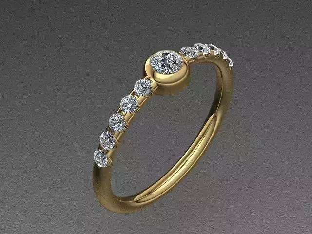 Tiffany Style Diamond Golden Cute Tiny Ring