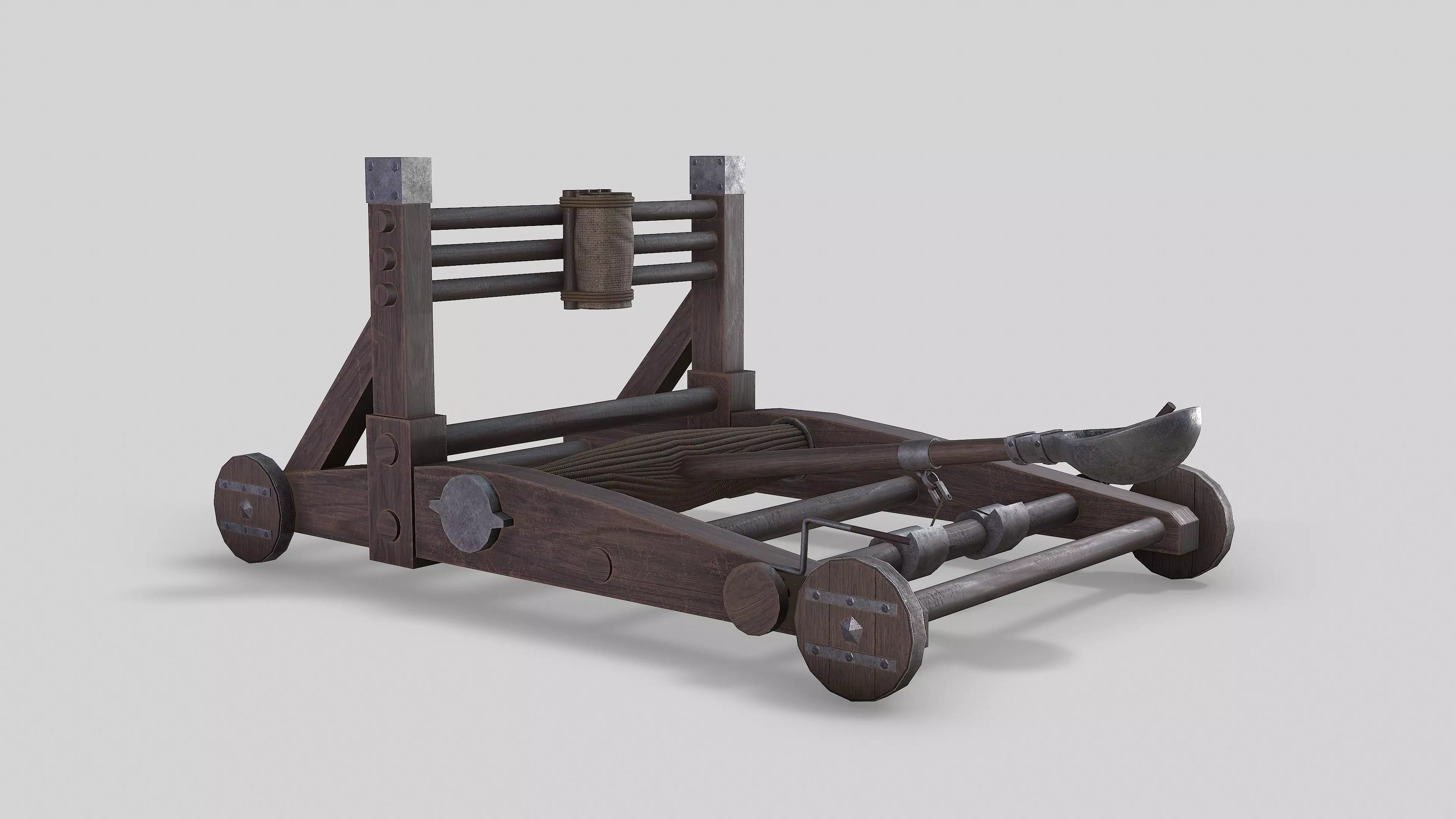 MEDIEVAL Catapult Low-poly 3D model_0