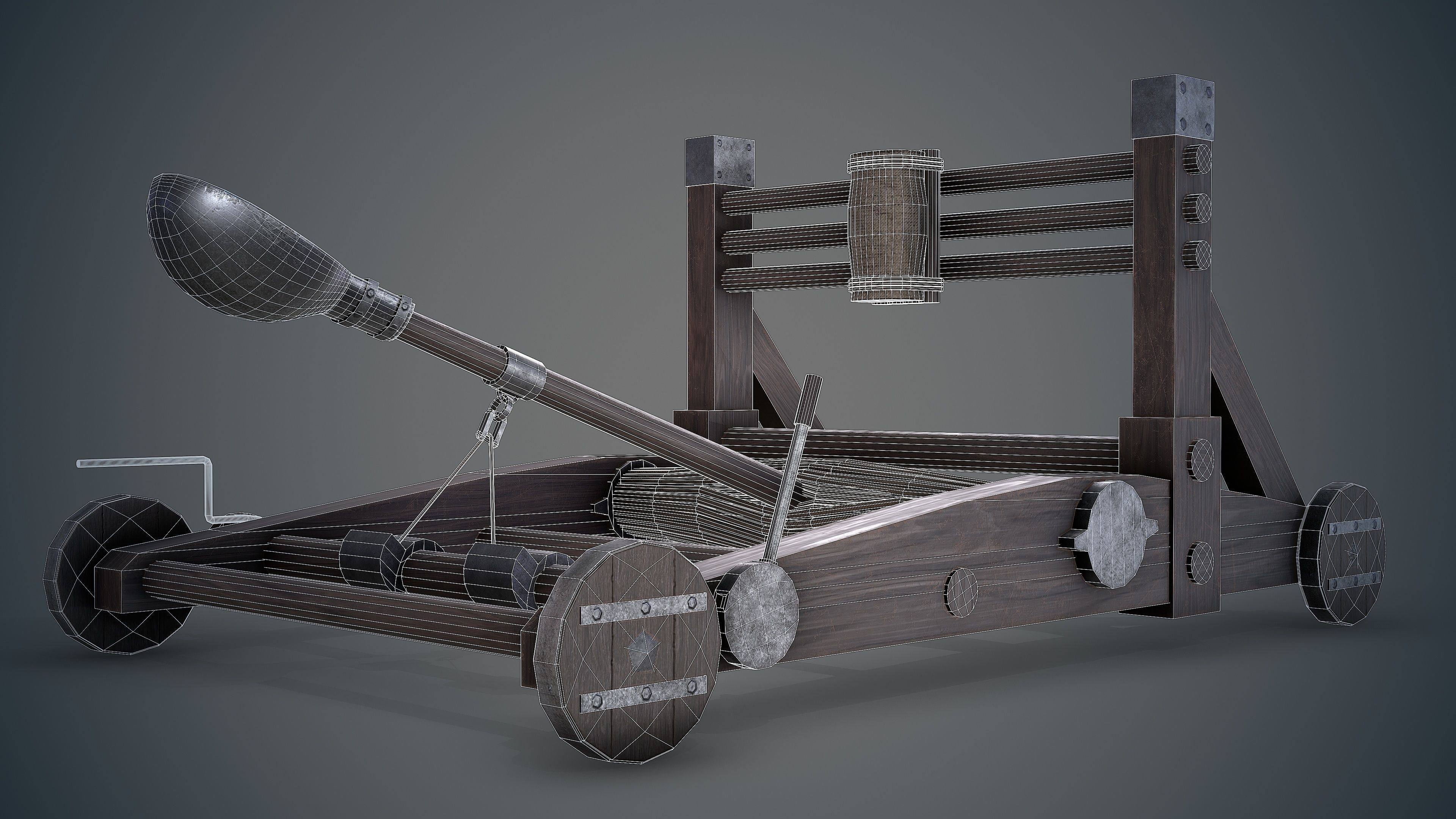 MEDIEVAL Catapult Low-poly 3D model_20
