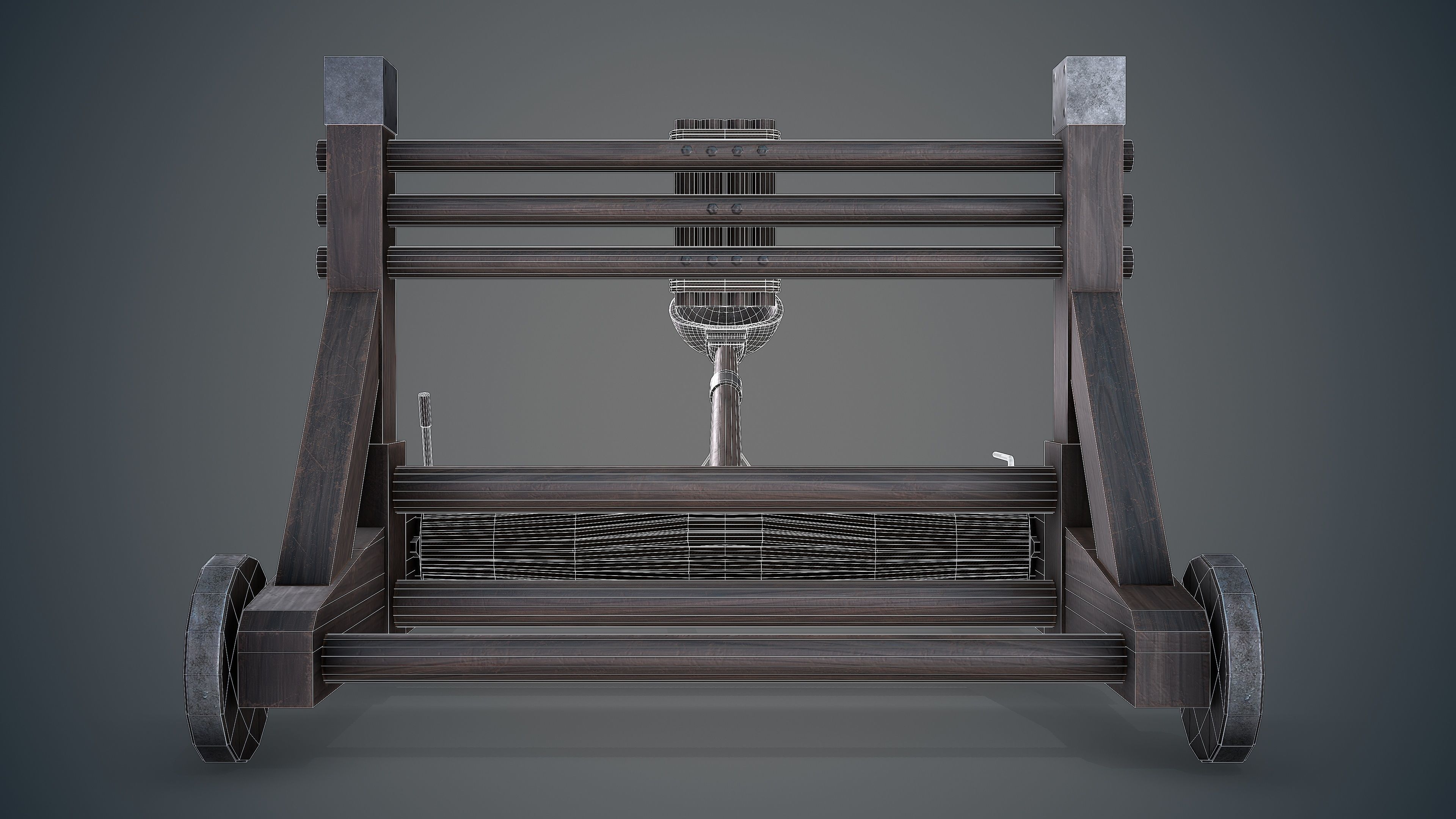 MEDIEVAL Catapult Low-poly 3D model_23