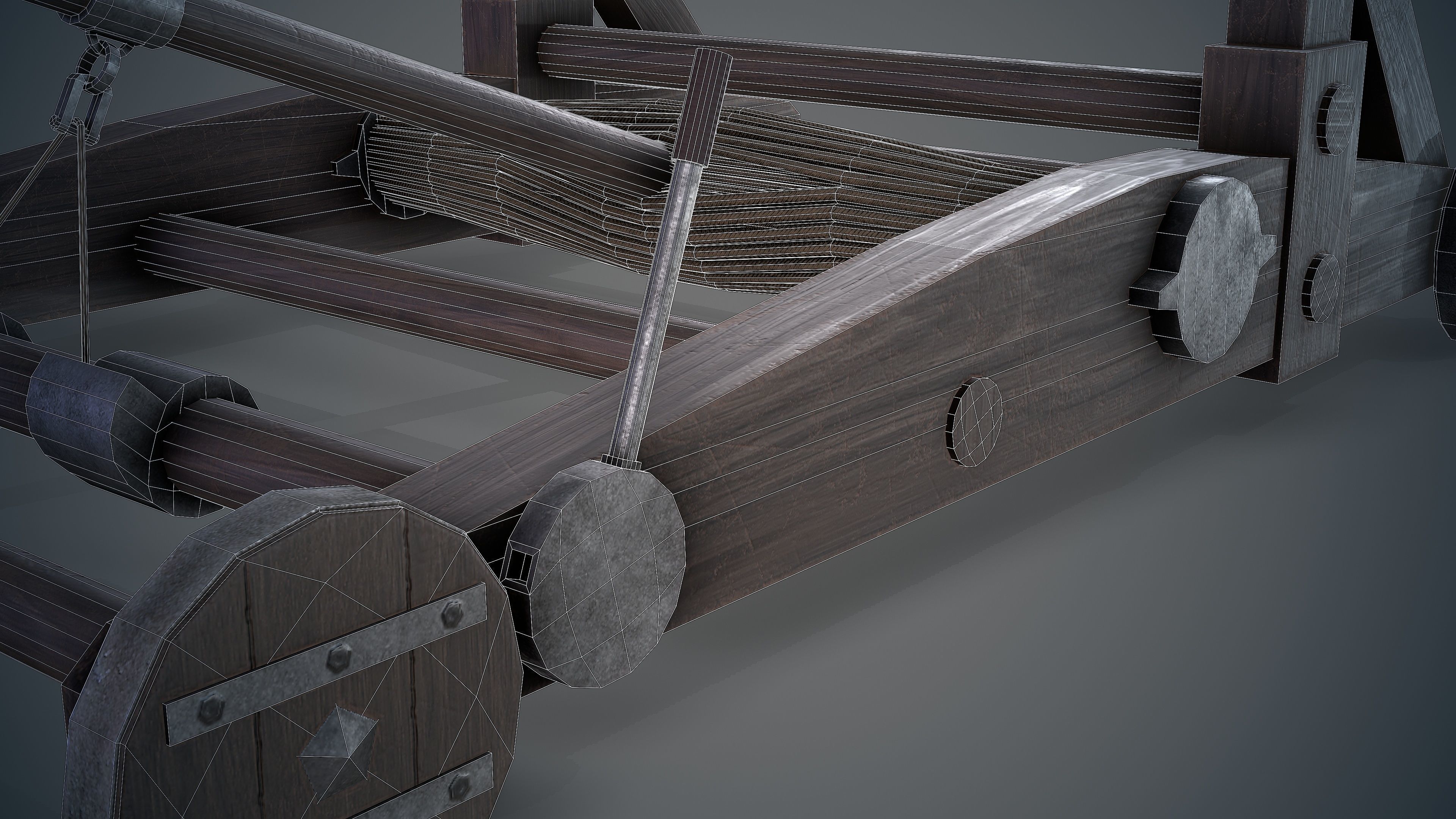 MEDIEVAL Catapult Low-poly 3D model_27