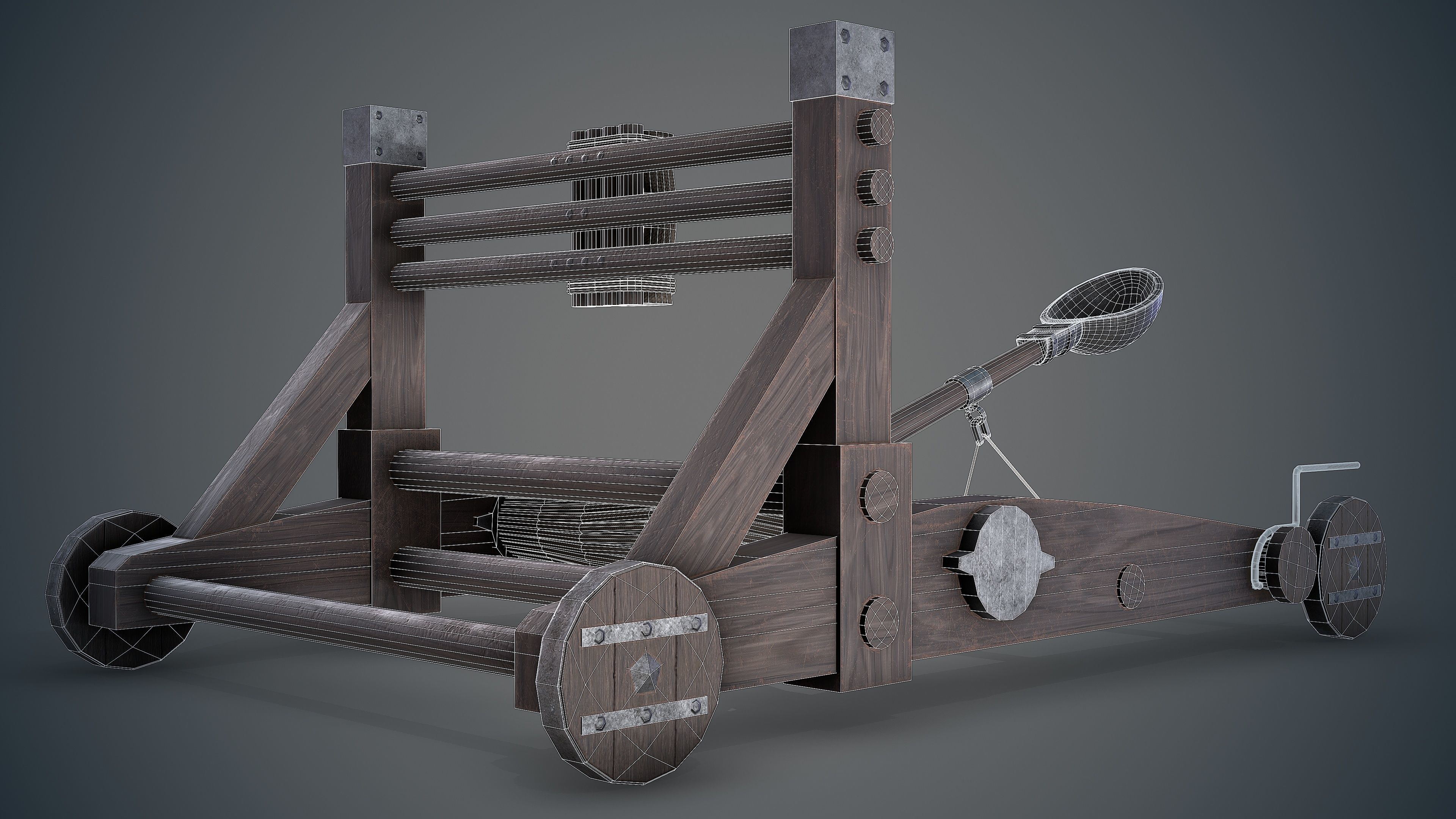 MEDIEVAL Catapult Low-poly 3D model_24