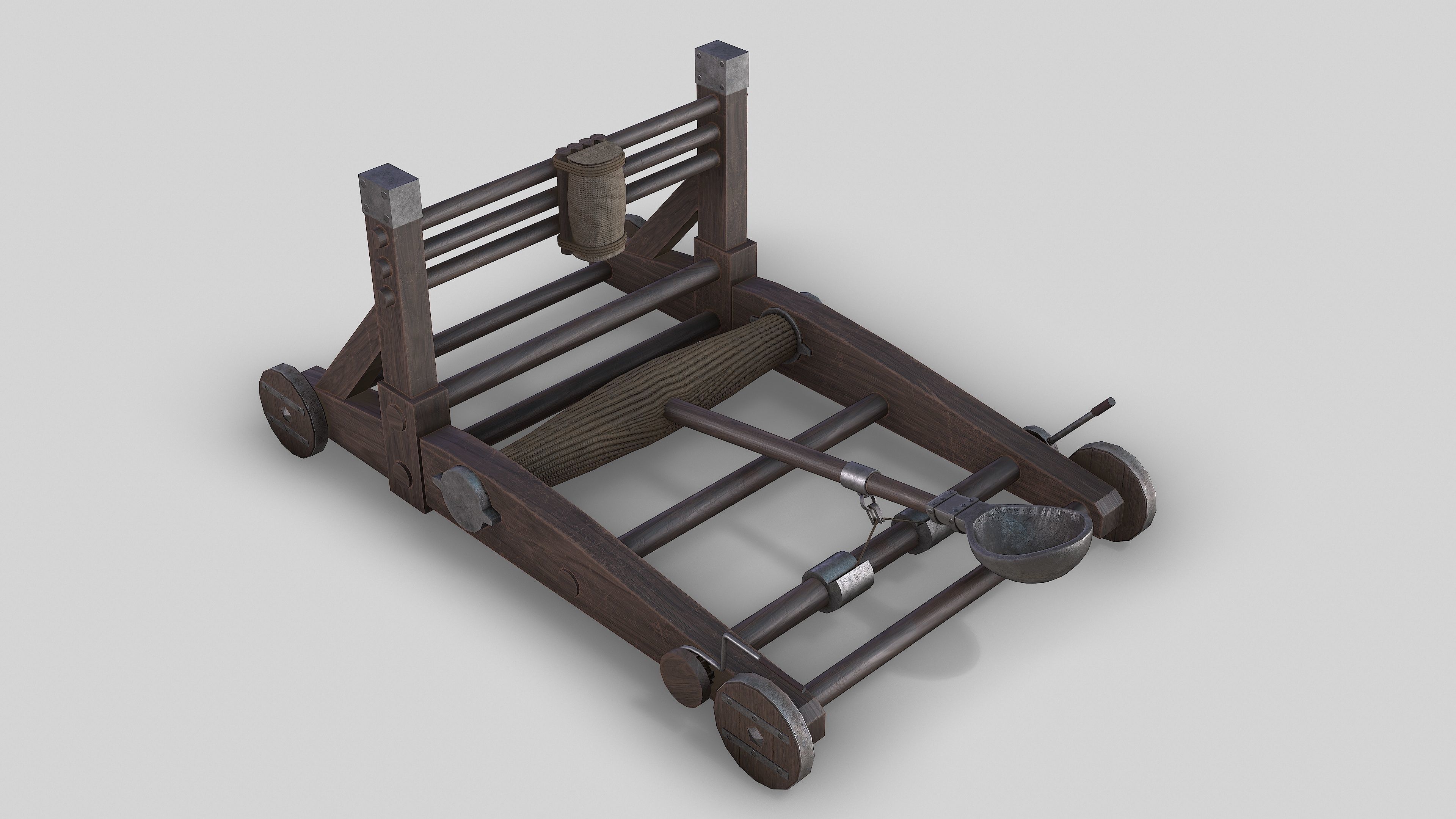 MEDIEVAL Catapult Low-poly 3D model_13