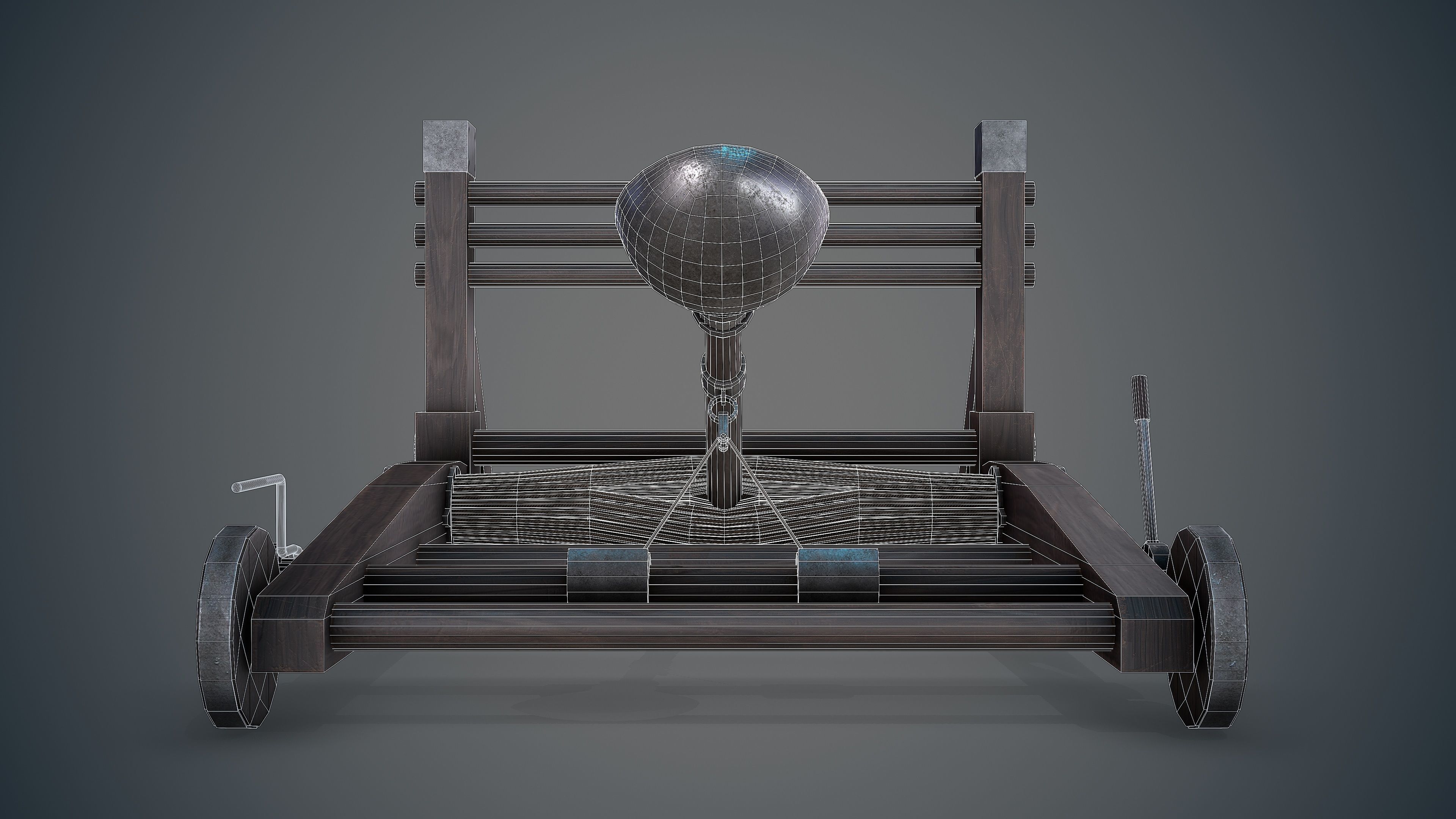 MEDIEVAL Catapult Low-poly 3D model_19
