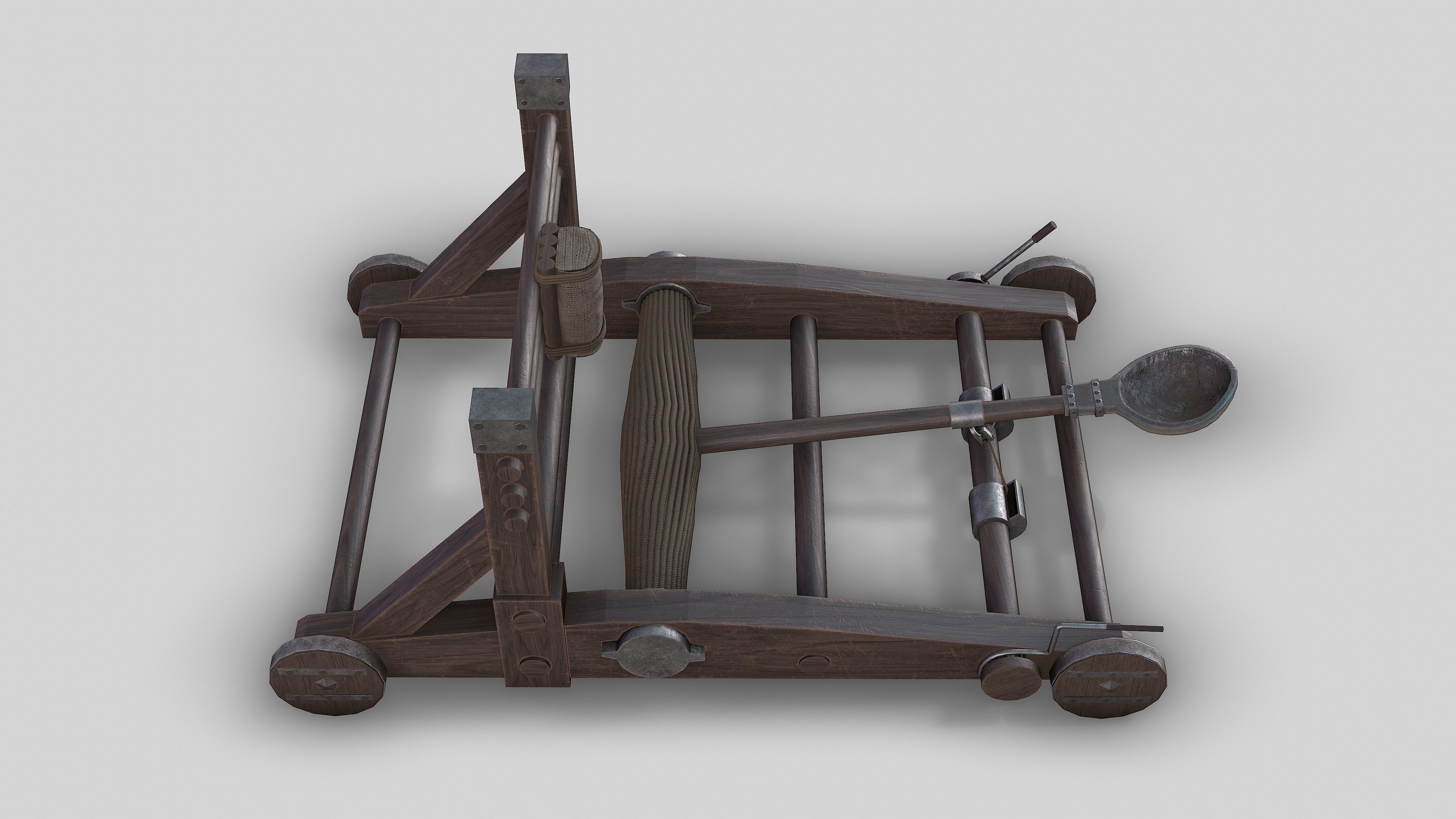MEDIEVAL Catapult Low-poly 3D model_17