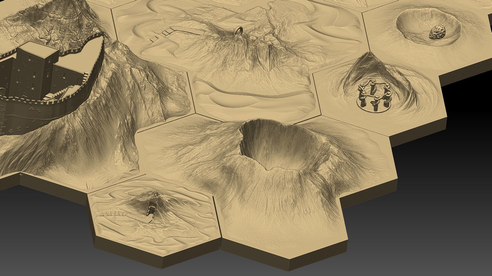 Hexagonal map 3D model_5