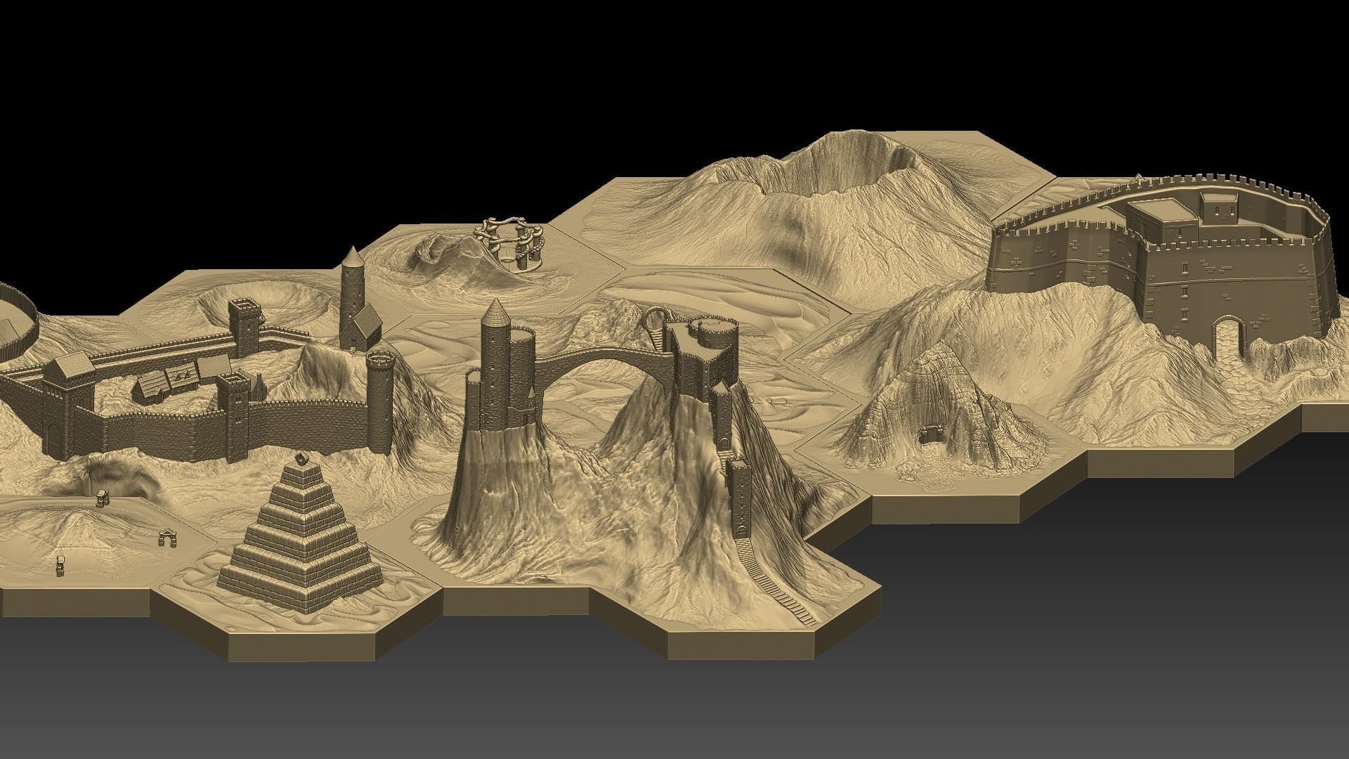 Hexagonal map 3D model_6