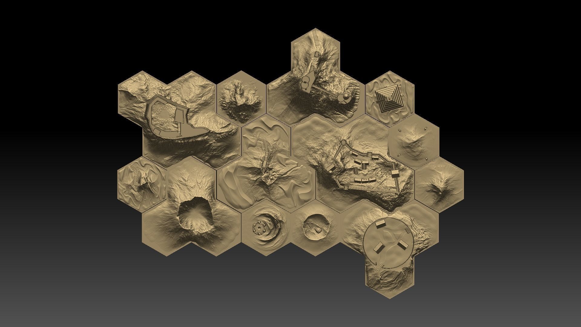 Hexagonal map 3D model_7