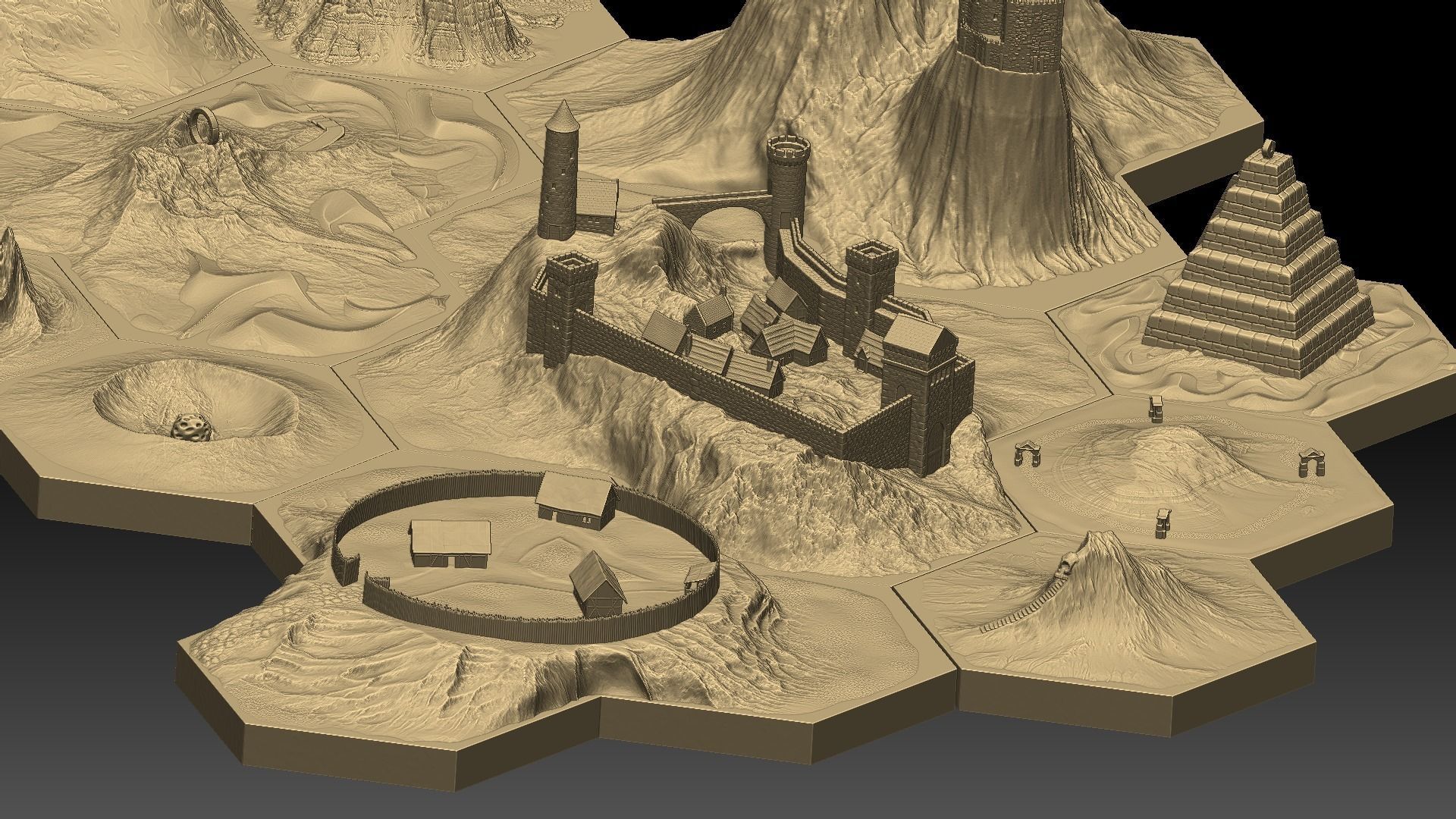 Hexagonal map 3D model_4