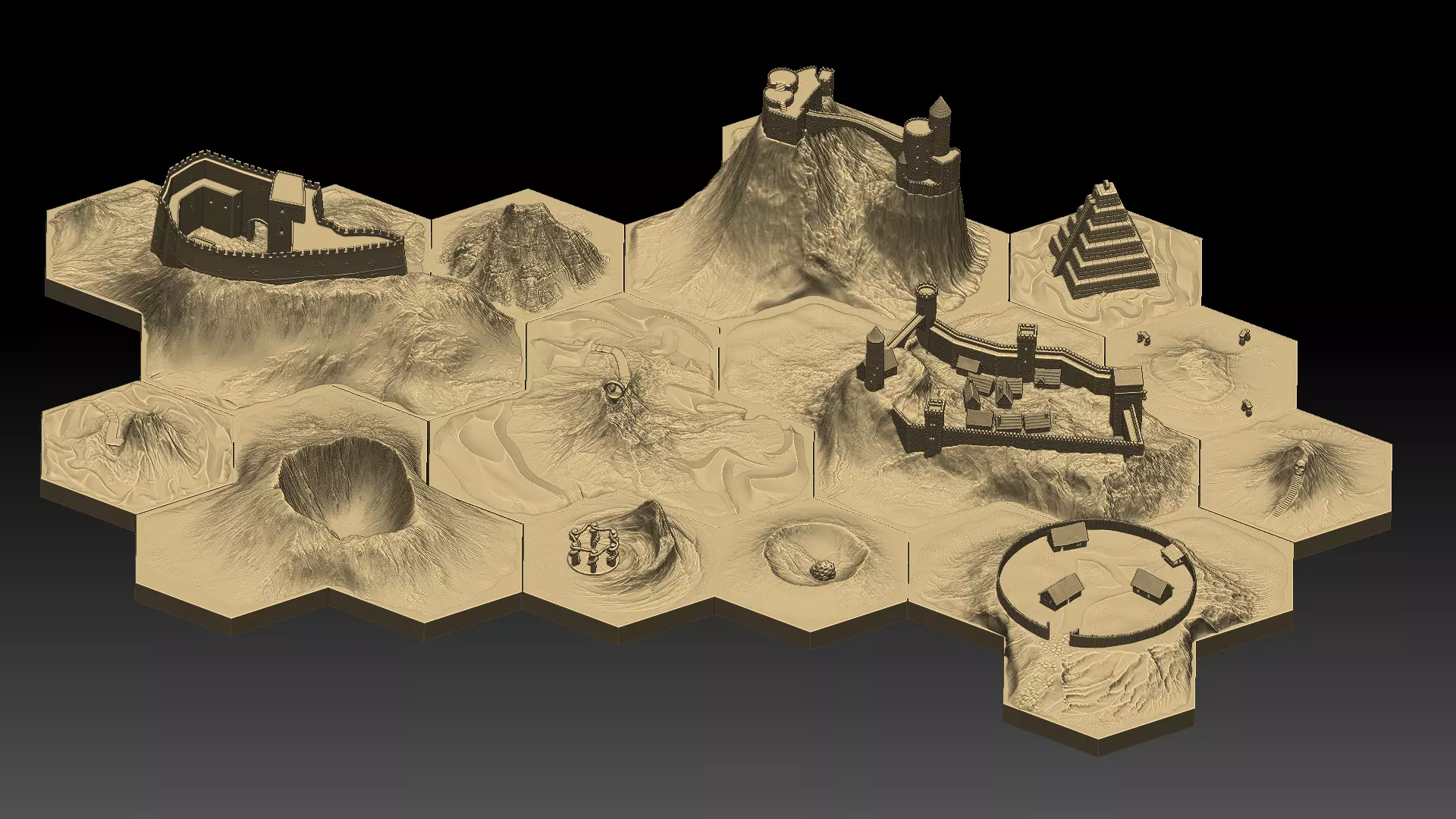 Hexagonal map 3D model_0