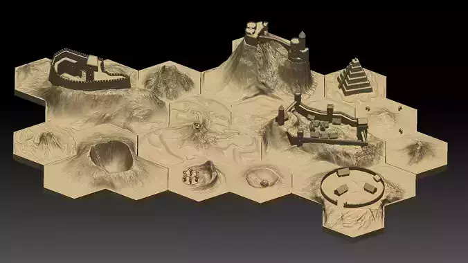 Hexagonal map 3D model