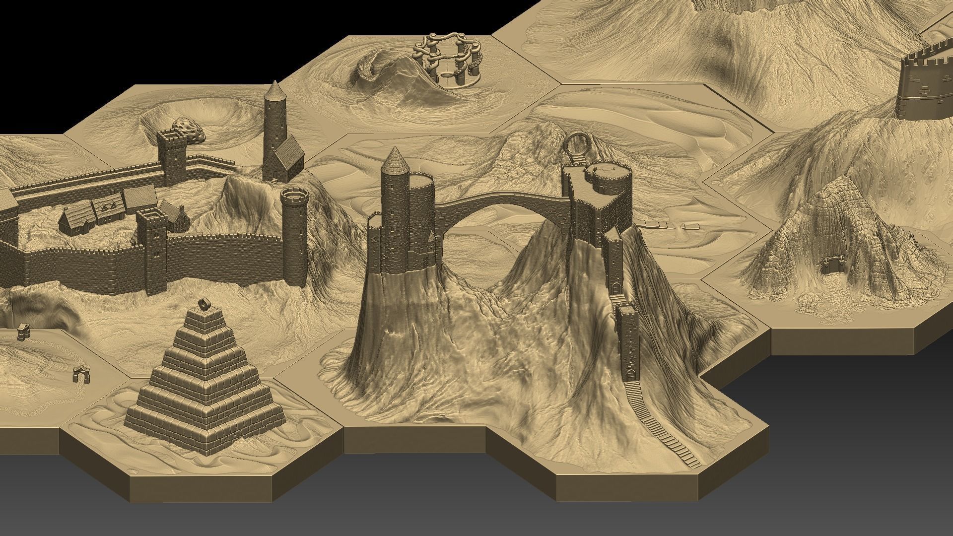 Hexagonal map 3D model_3