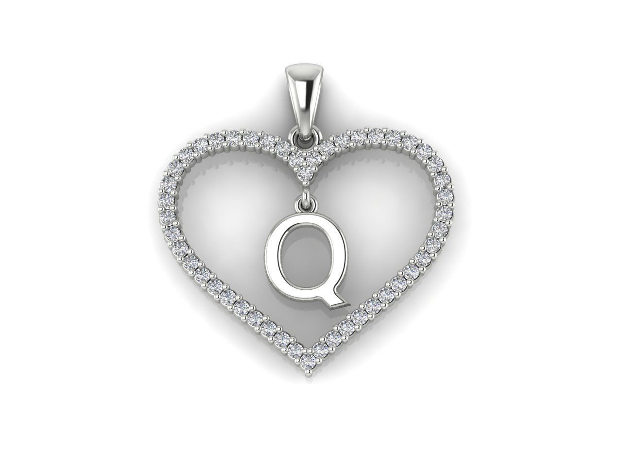 Heart Alphabet Q 3D print model_8